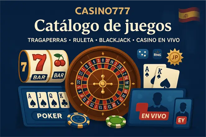 Catálogo de juegos: tragaperras, ruleta, blackjack y mucho más